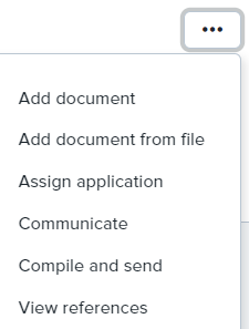 Applications actions menu from the applicant card