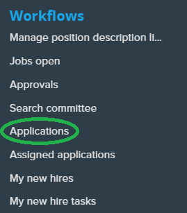 Applications workflow link in MyTrack