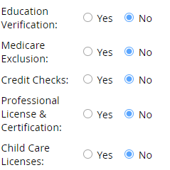 Required background check area of the MyTrack offer card