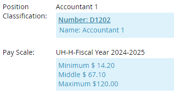 Position classification and pay scale from the MyTrack offer card