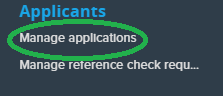 Manage applications link in the stacked (hamburger) menu