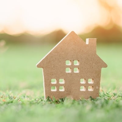 cutout of house in grass