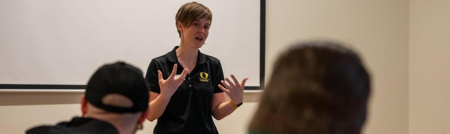 woman leading a class
