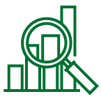 bar chart with magnifying glass icon