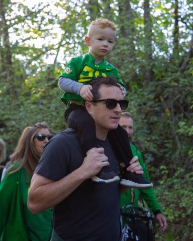 family walking to Duck game