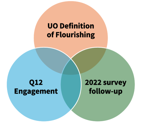 diagram of three circles: flourishing, Q12 and 2022 follow up